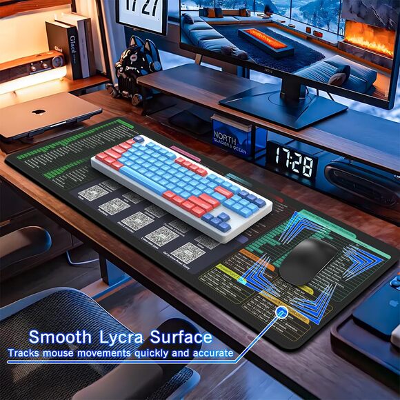 Excel Cheat Sheet Desk Pad 31.5x11.8 Mouse Pad with Shortcuts QR Tutorials Mat - Picture 3 of 7